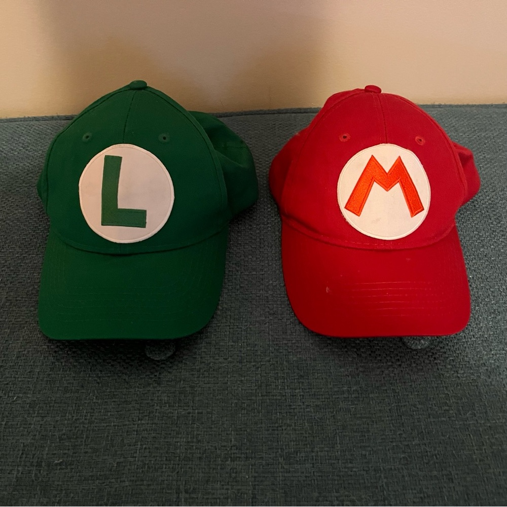 🪠 Mario & Luigi Baseball Caps - Halloween, Costume, Nintendo Hats